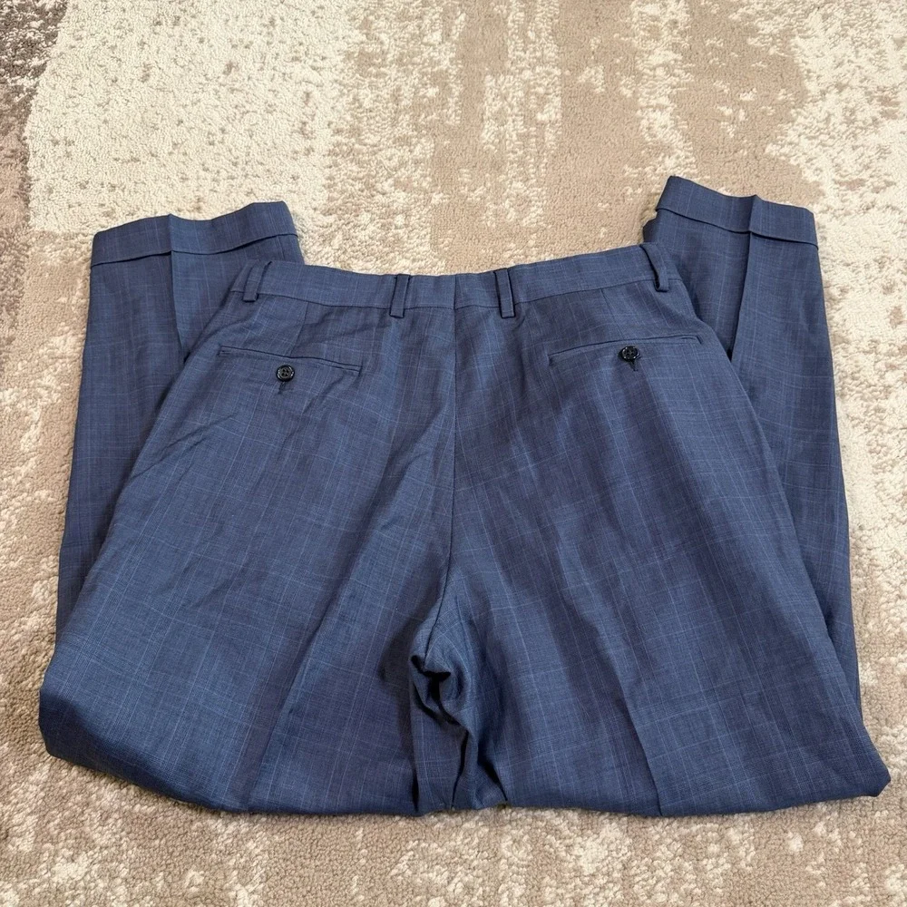 Jos. A. Bank Signature Collection Mens Two Piece Suit Blue Glen Plaid 40R 34x29